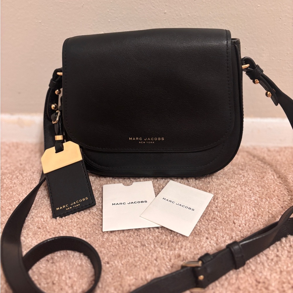 Marc Jacobs Black Crossbody Bag with Gold Accents